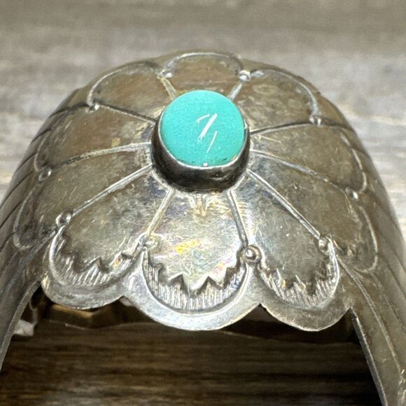 Vtg Old Pawn Toned Navajo Sterling Silver Turquoise Ponytail Hair Barrette Clip main image 11